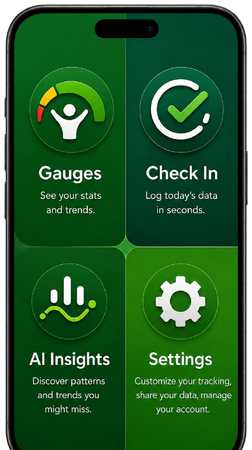 Simply Gauge home screen mockup